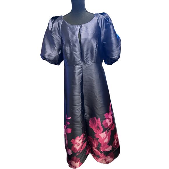 Kay Unger Delfina Statement Sleeve Gown Midnight Pink Zinnia Size 16 NWT - Picture 4 of 12